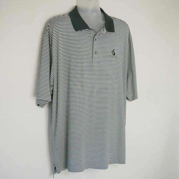 FootJoy Golf Polo Men's 2XL FJ Shannopin C.C. Green Stripe Performance Logo - Picture 2 of 7